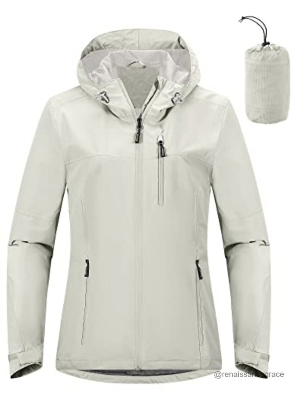 Waterproof Packable Rain Jacket with Hood Mesh Lined Cycling Running